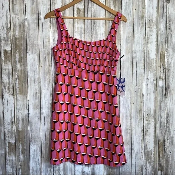 NWT Diane Von Furstenberg Pink Modern Geo Shift Dress - Picture 2 of 8